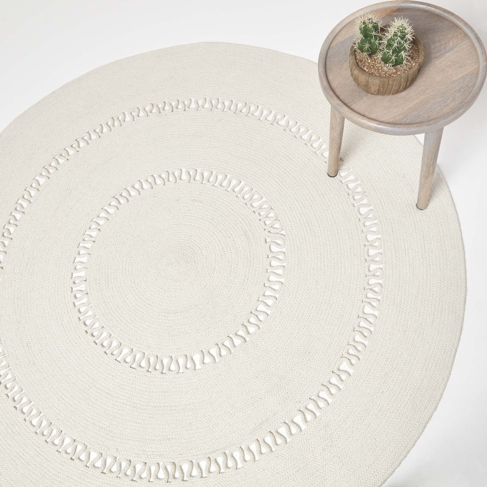 Crochet Braided Round Rug | 150cm | Natural