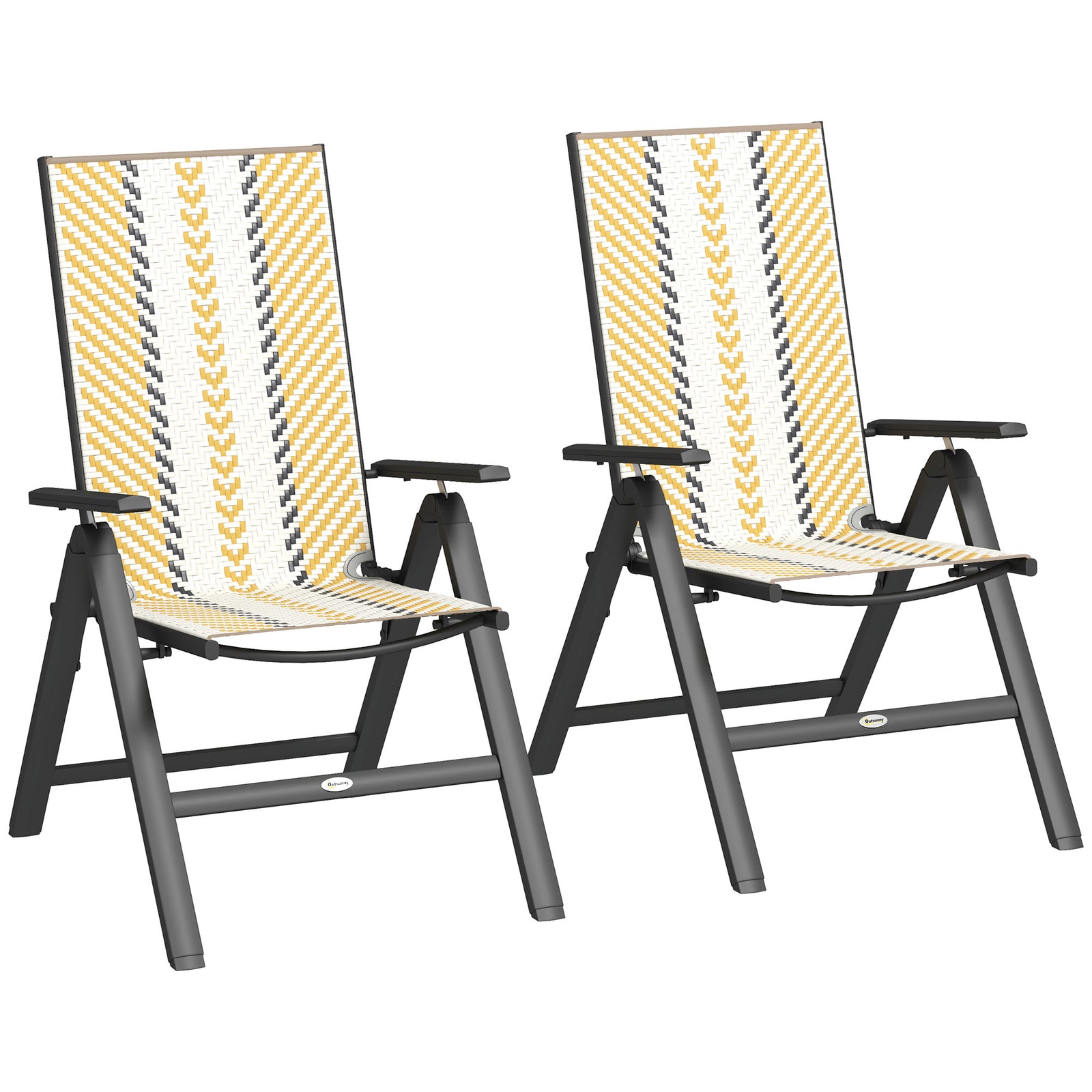 Outdoor Rattan Folding Chair, 5-position Backrest | Orange