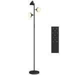 HOMCOM Rgb Floor Lamp With 3 Rotatable Head, Modern Standing Lamp, Black