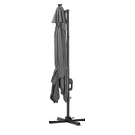 Double-tier 3m Square Solar Led Patio Umbrella Adjustable Height, 360° Rotation With Foot Pedal,cross Base Included