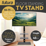Futura Futura Tv Floor Stand 30 To 75 Inch Height Adjustable Swivel Mount With Two Shelves Supports 40kg