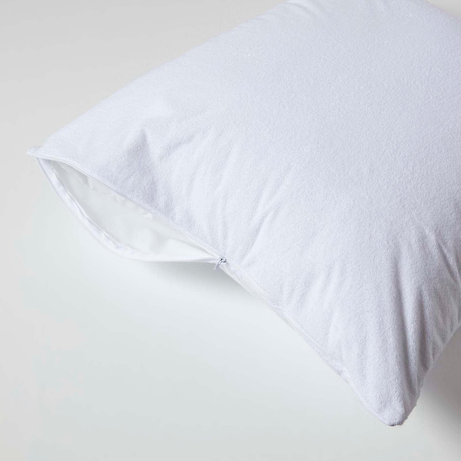 Terry Towelling Waterproof Pillow Protectors, Pack Of 4 | 60cm x 60cm | White