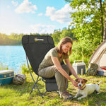 Camping Chair Portable With Side Pocket | Black
