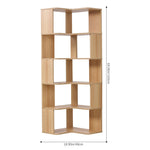 5-tier/6-tier Wooden L-shaped Corner Storage Shelf | Small Double | Natural
