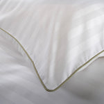 Loxley 100% Cotton Duvet Cover Set – 240tc White Sateen Stripe With Piped Edge | King | White