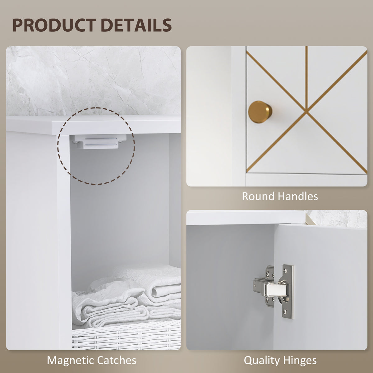HOMCOM Slim Bathroom Cabinet, Bathroom Storage Cabinet With Doors, White