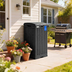 Outsunny 110 L Outdoor Bin With Dual Lid, side holder, Drip Tray, Black