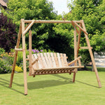 Outdoor 2 Seater Porch Swing Wooden Rustic Patio Bench