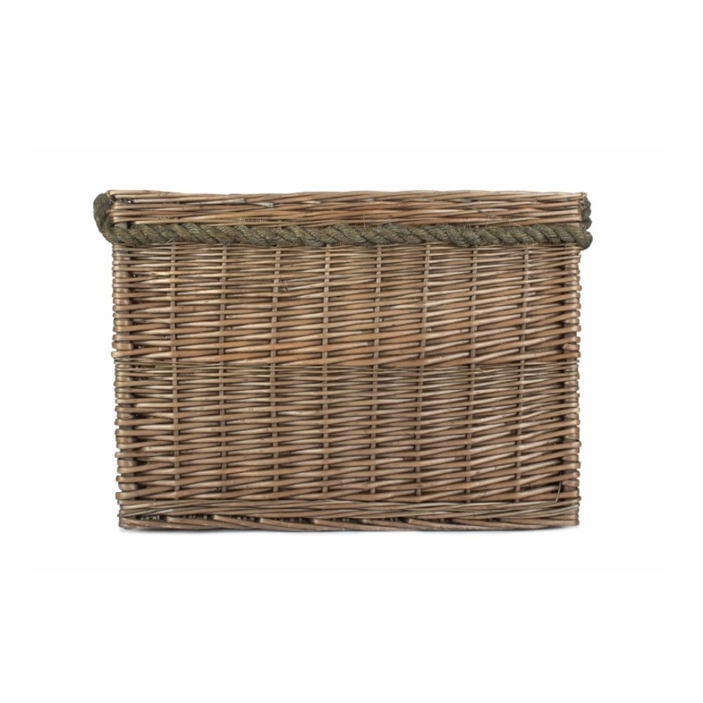 Wicker Rectangular Rope Handled Log Basket | Small | Brown