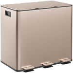 3 X 15l Triple Kitchen Bin Pedal Bin For Recycling And Waste | One Size | Gold