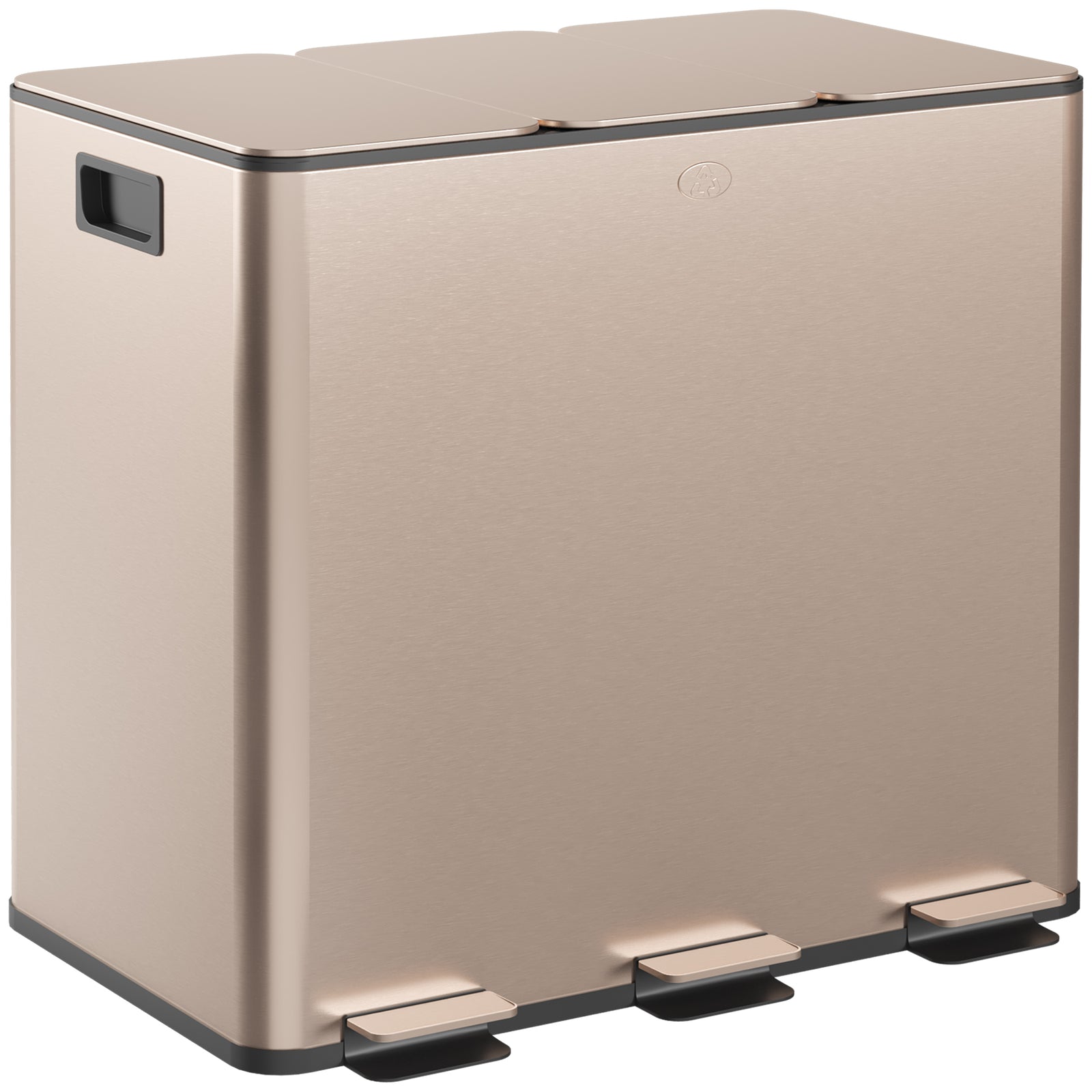 3 X 15l Triple Kitchen Bin Pedal Bin For Recycling And Waste | One Size | Gold