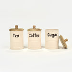 Set Of 3 Cream Tea, Coffee, Sugar Canisters