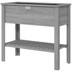 Outsunny Wooden Raised Garden Bed, Elevated Planter Box With Storage Shelf