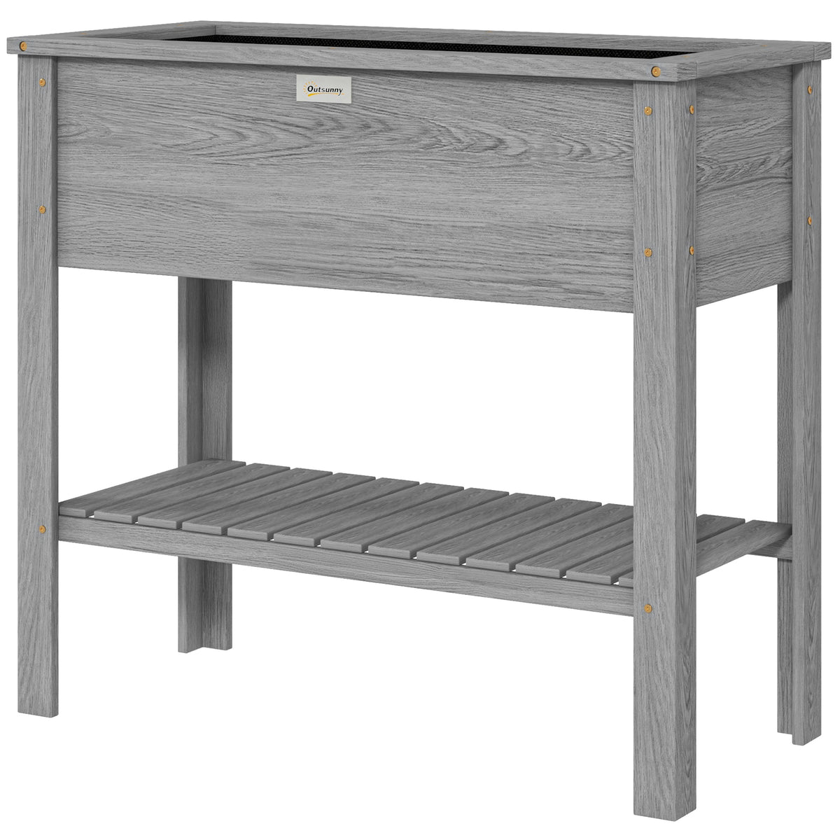 Outsunny Wooden Raised Garden Bed, Elevated Planter Box With Storage Shelf