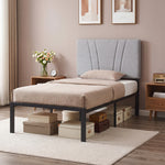 HOMCOM 3ft Single Bed Frame With Upholstered Headboard And Underbed Storage