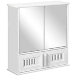 Bathroom Mirror Cabinet Wall Mount Storage Unit Double Doors | One Size | White