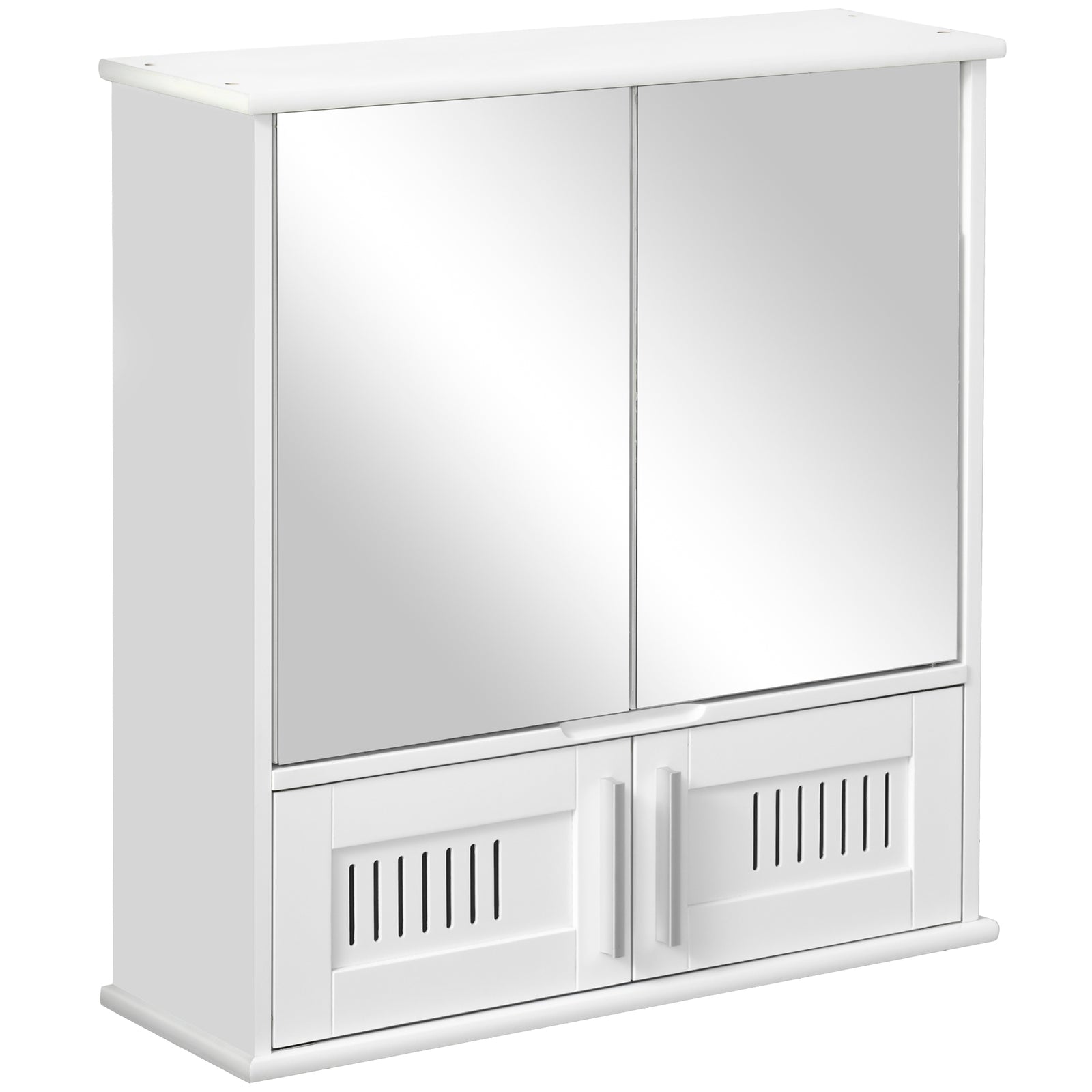 Bathroom Mirror Cabinet Wall Mount Storage Unit Double Doors | One Size | White