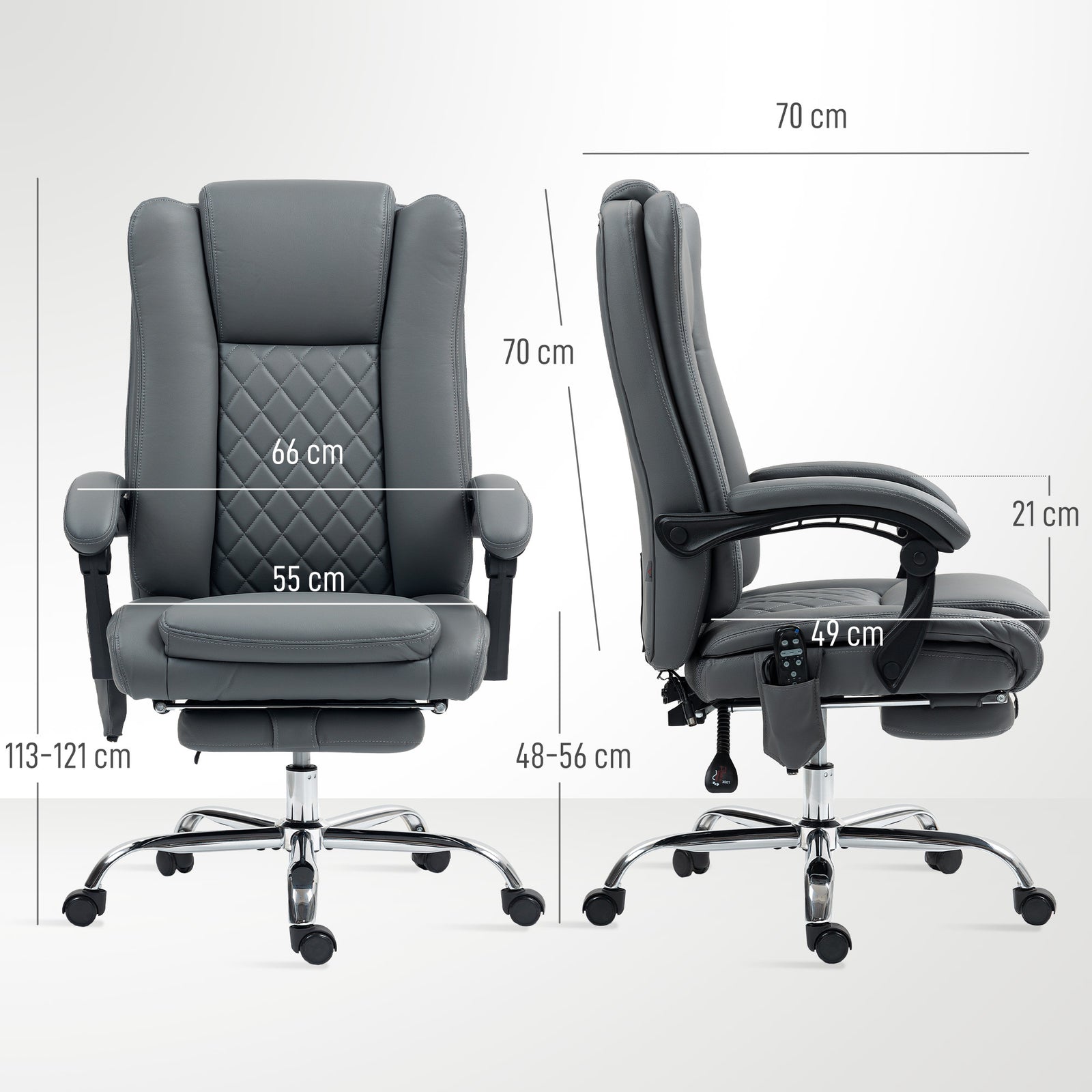 Massage Office Chair, Reclining | Light Grey