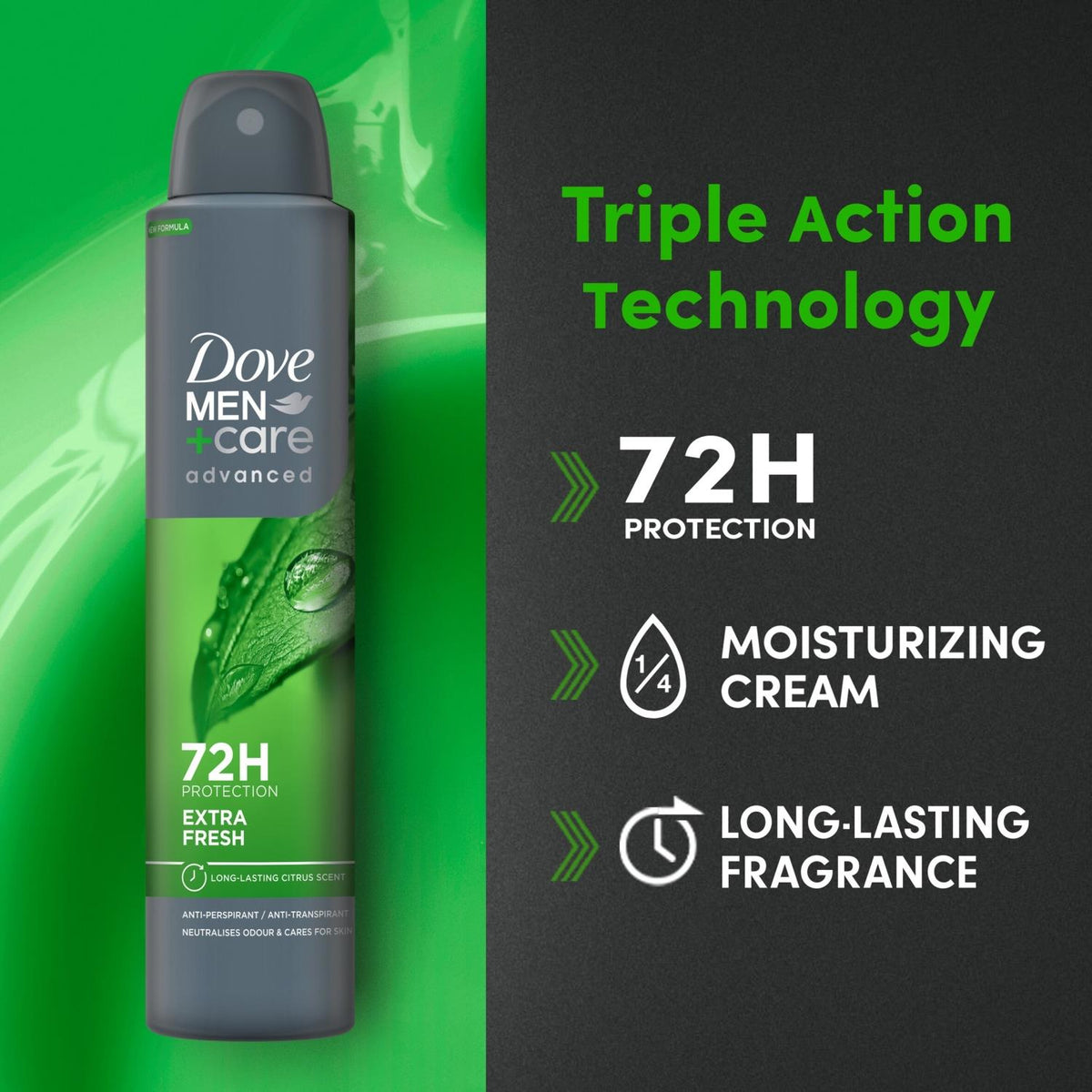 Men+care Antiperspirant Advanced Extra Fresh 72h Protect Deo, 200ml | Set of 30