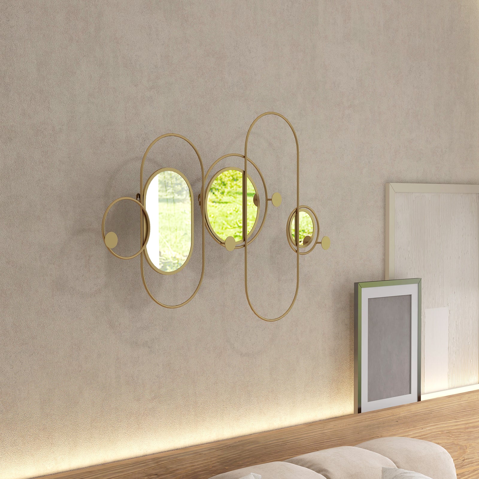 Metal Wall Art With Mirrors Coat Hooks Decorative Mirror