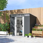 6.5x4ft Garden Shed W/ Foundation Lockable Metal Tool Shed | Grey