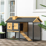 Rabbit Hutch Outdoor Bunny Cage W/ Run, Removable Tray, 120 X 55.5 X 80cm