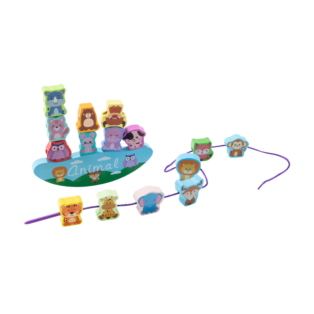 Wooden Animals Stacking Toys Balance Block Game For Toddlers