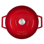 Cast Iron Casserole Dish 28cm Oven Proof Pan & Lid | 28cm | Red
