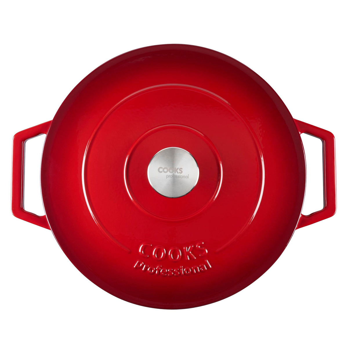 Cast Iron Casserole Dish 28cm Oven Proof Pan & Lid | 28cm | Red