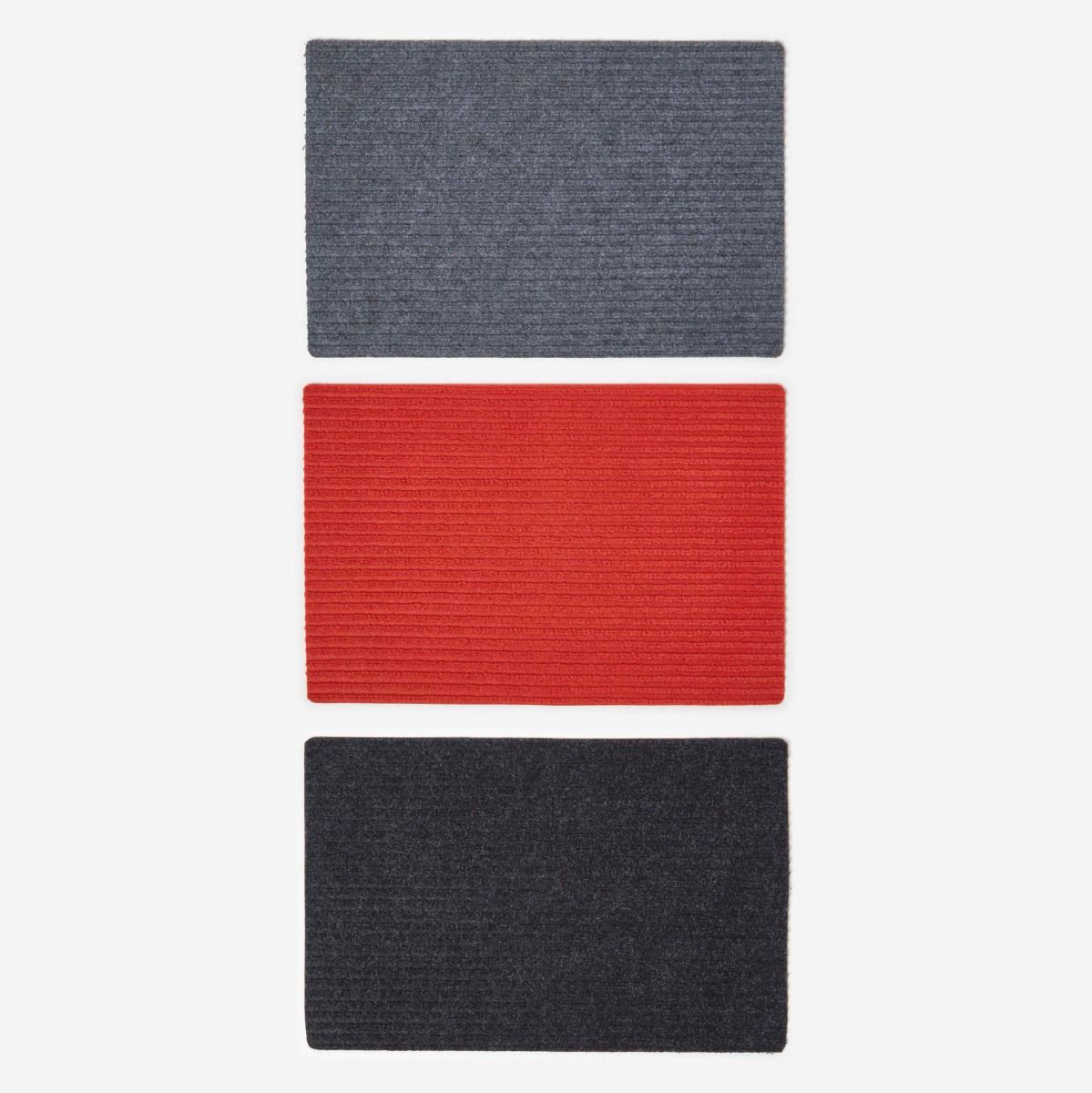 HOMESCAPES Set Of 3 Ribbed Door Mats, 40 X 60 Cm
