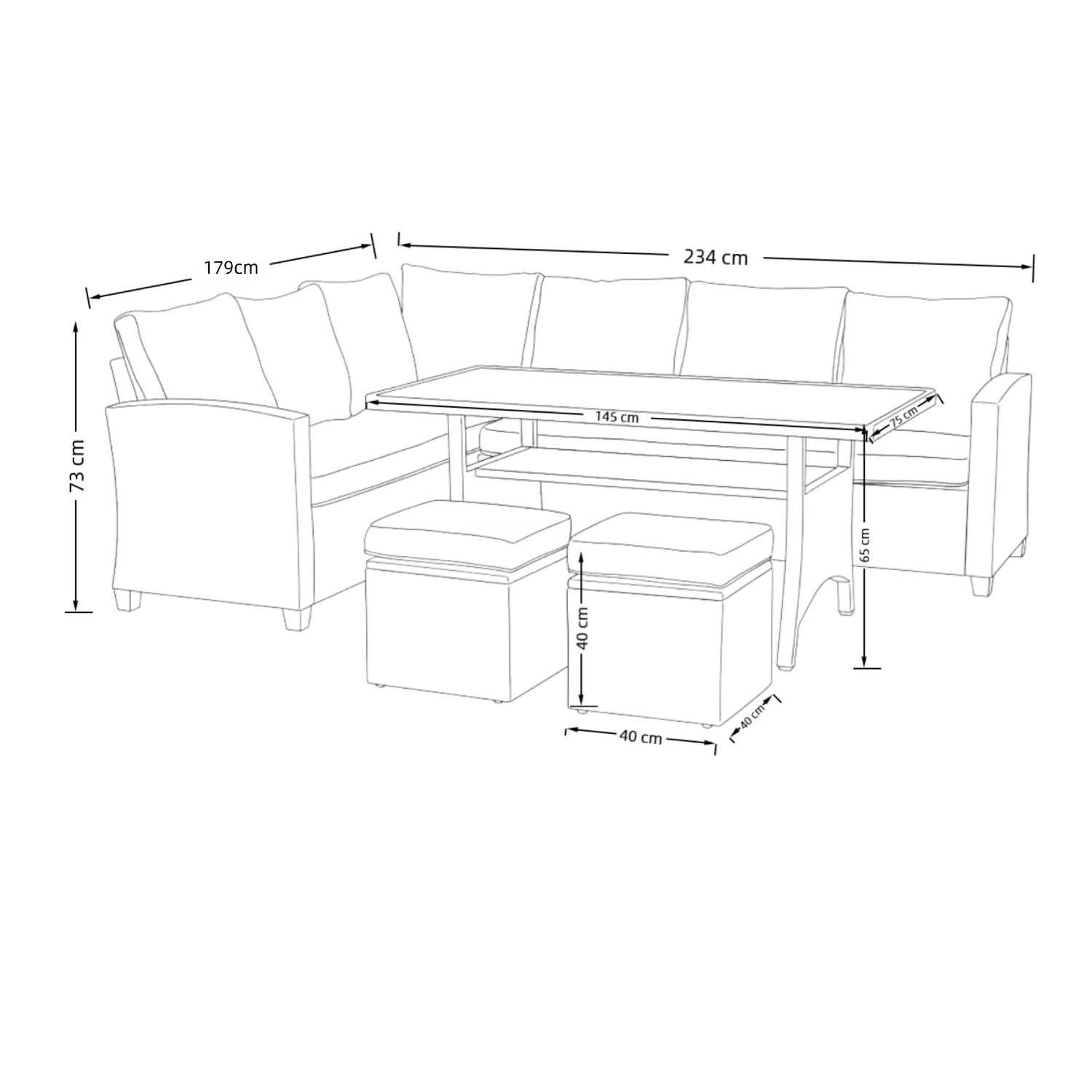 York 8 Seat Mixed Grey Rattan Corner Sofa Dining Set