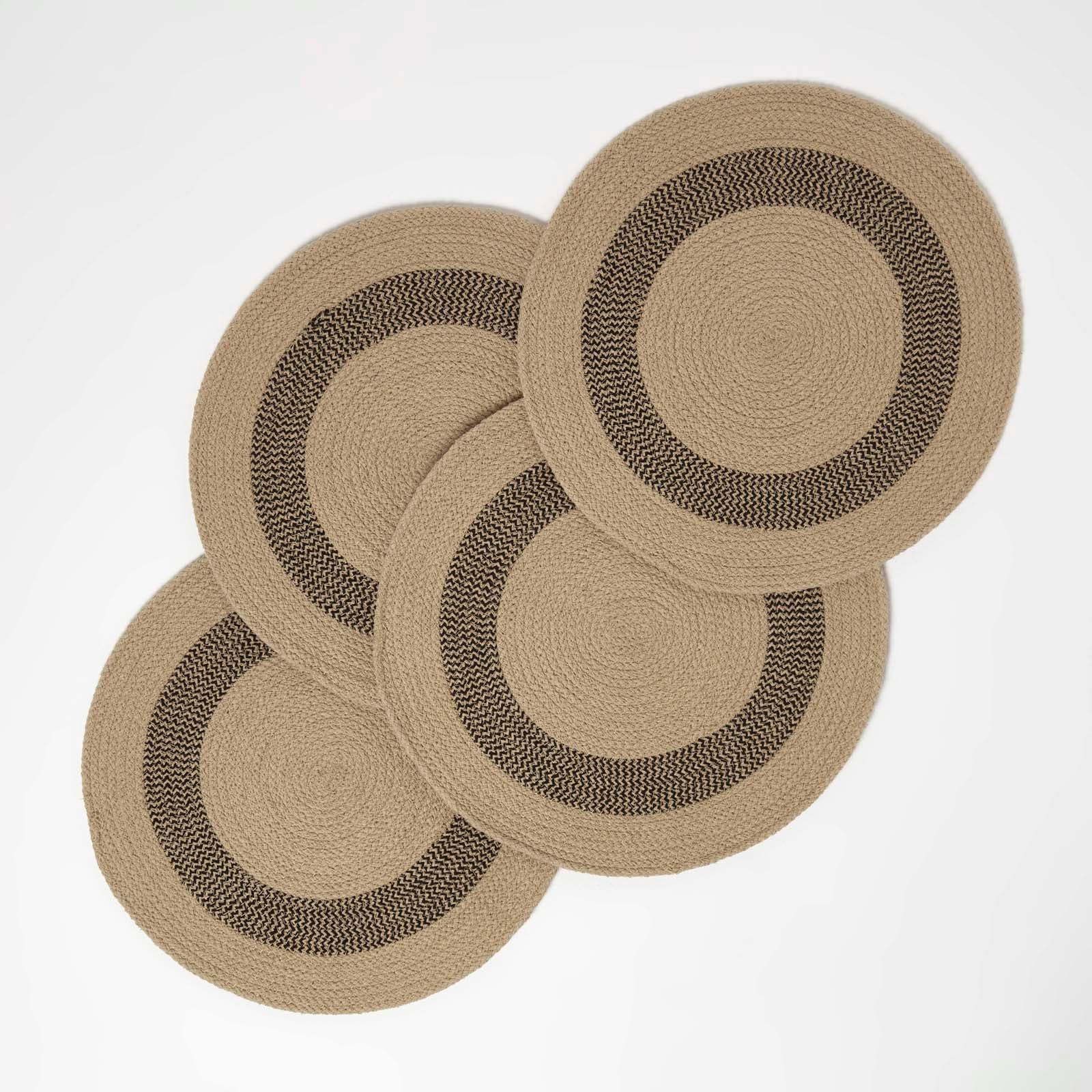 Braided 100% Cotton Round Placemats Set Of 4 | 40cm | Linen