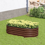 160/240cm W X 80cm D X 42cm H Green Raised Garden Bed With Safety Edging & Ground Stakes Oval-shaped Galvanised Steel Raised Garden Bed | Small | Brown