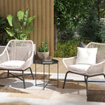 46cm Round Garden Table, Small Side Table W/ Removable Tray | Black