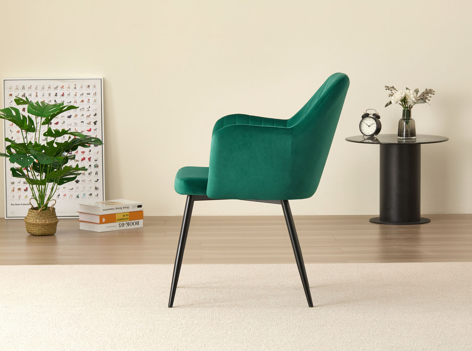 Elegant Miami Dining Table Set With 4 Velvet Charlotte Chairs | Green