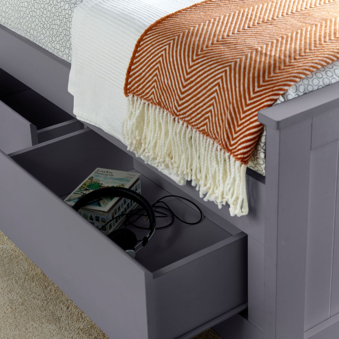 Enzo Wooden 3 Drawer Bookcase Bed And Spring Mattress | Single | Grey