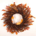 Lighted Maple Leaves Rattan Wreath With Berries Autumn Decor
