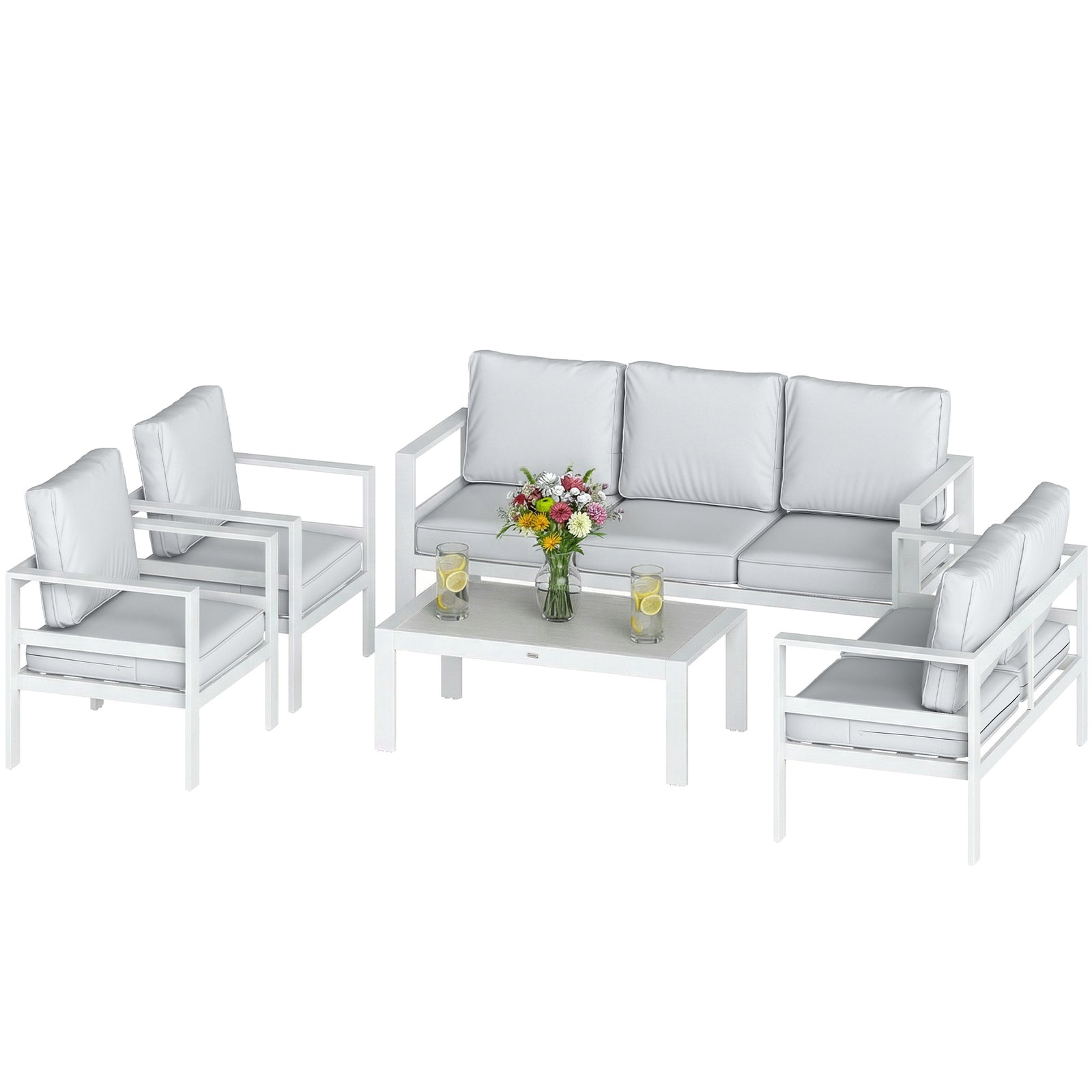 Aluminium Garden Furniture Sofa Set With Olefin Cushions | White
