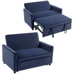 2 Seater Sofa Bed, 3-in-1 Velvet Pull Out Sleeper Sofa | Dark Blue