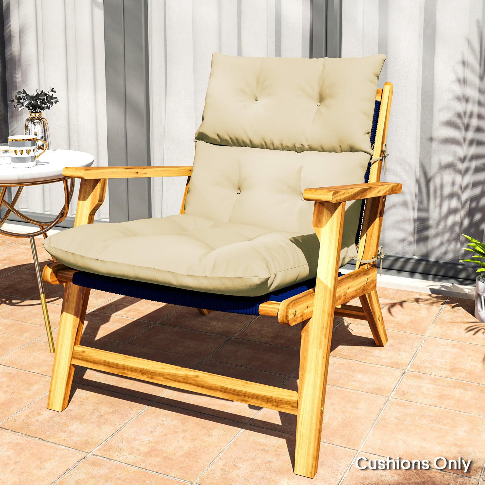 Adirondack Chair Cushion Rocking Chair Cushion W/ Ties | Beige