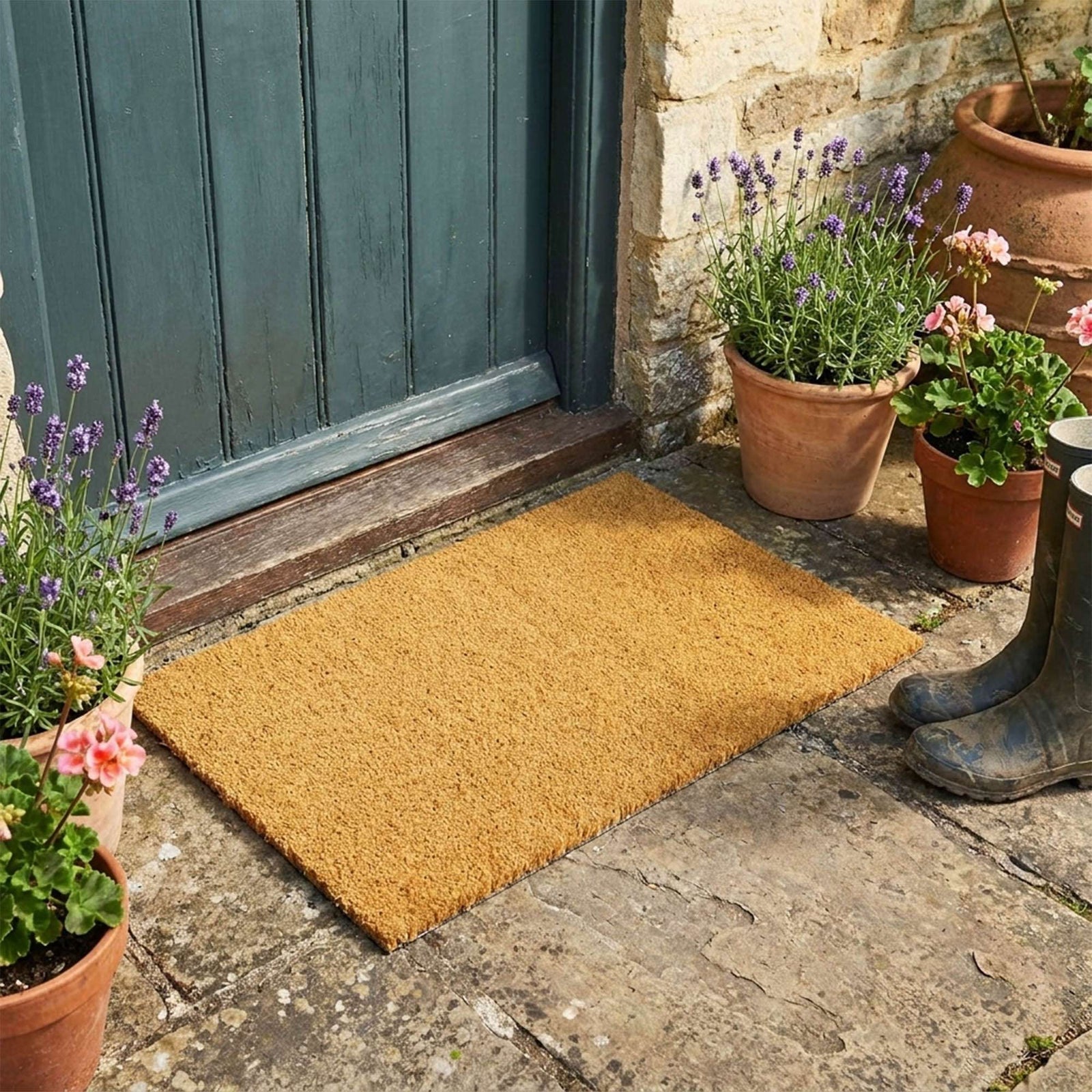 Natural Coconut Coir Plain Door Mat | 75cm x 44cm | Brown