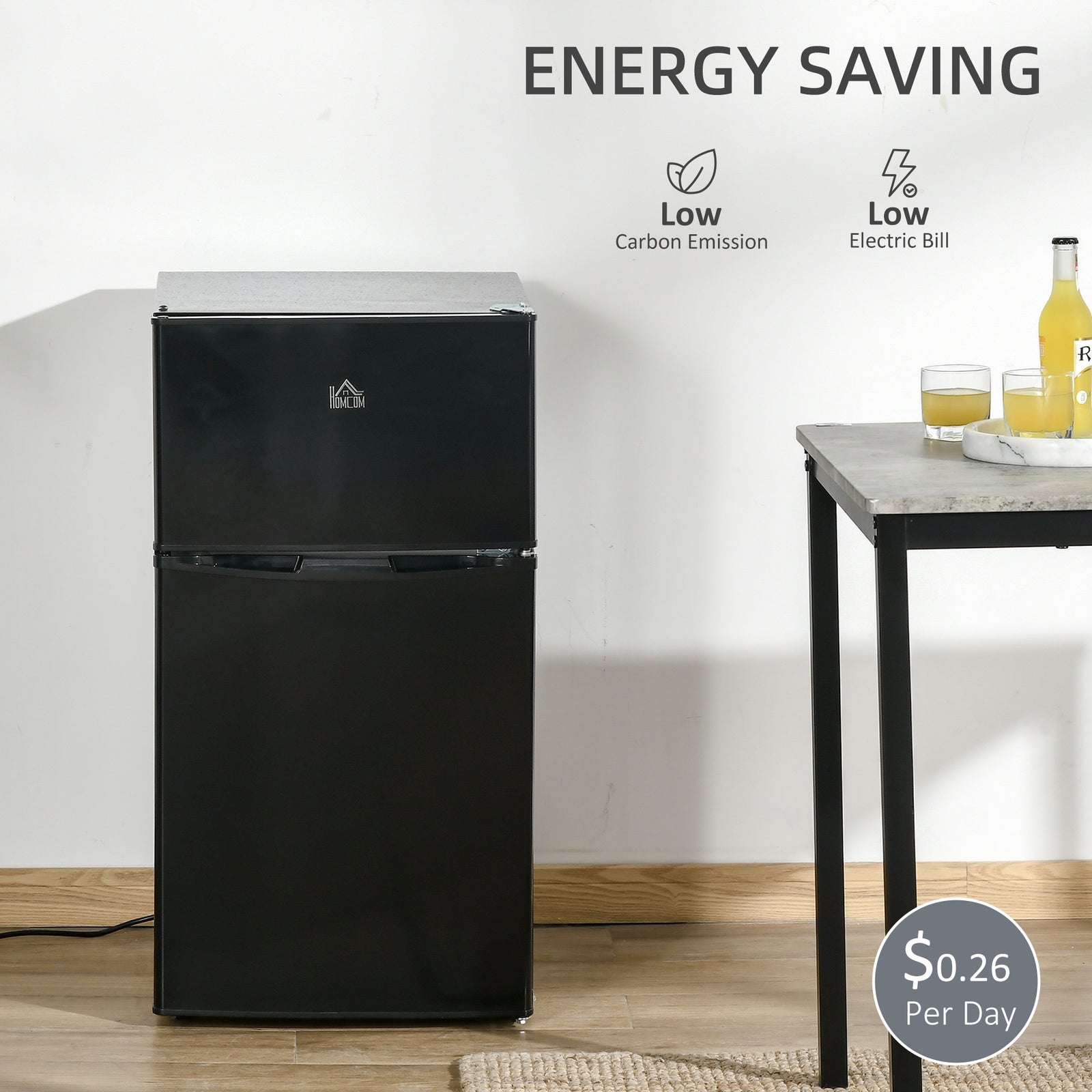 88l Small Fridge Freezer With 5-setting Thermostat, Inner Light | Black