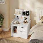 HOMCOM Modern Bedside Table With 2 Drawers And Open Shelves For Bedroom