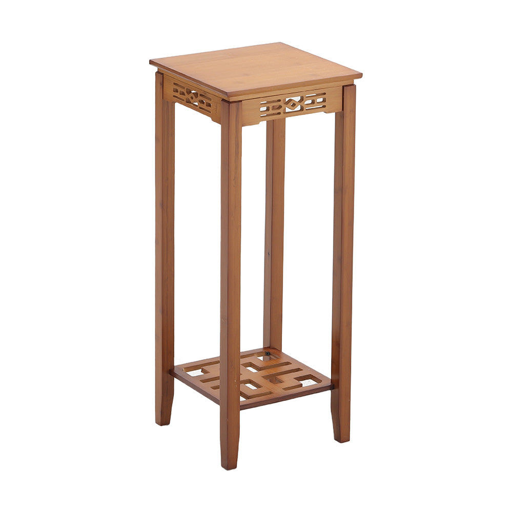 2-tier Bamboo Plant Stand Classic Chinese Style Flower Stand