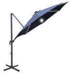 3m Led Cantilever Parasol W/ Base Solar Lights | Blue