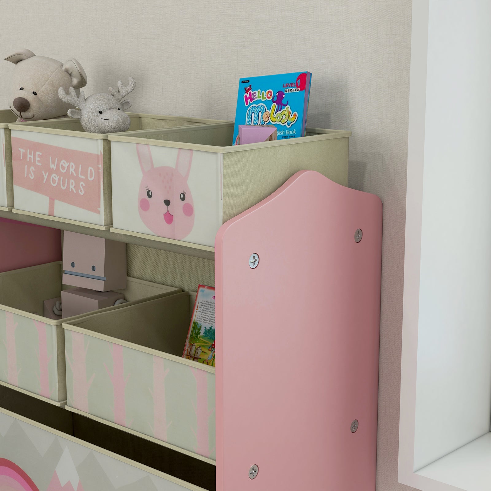 Kids Storage Units With 6 Boxes, Childrens Toy Storage Organiser | Pink