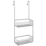 Polished Chrome Two Tiered Shower Basket Caddy With Hooks | Polished Chrome