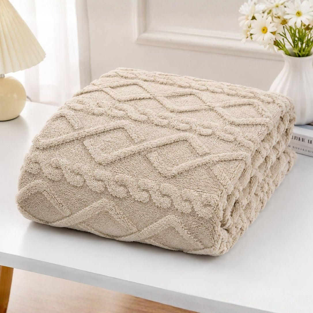 Textured Cable Throw Blanket – Soft Cosy Decorative Throw 150 X 200cm | 150cm x 200cm | Taupe