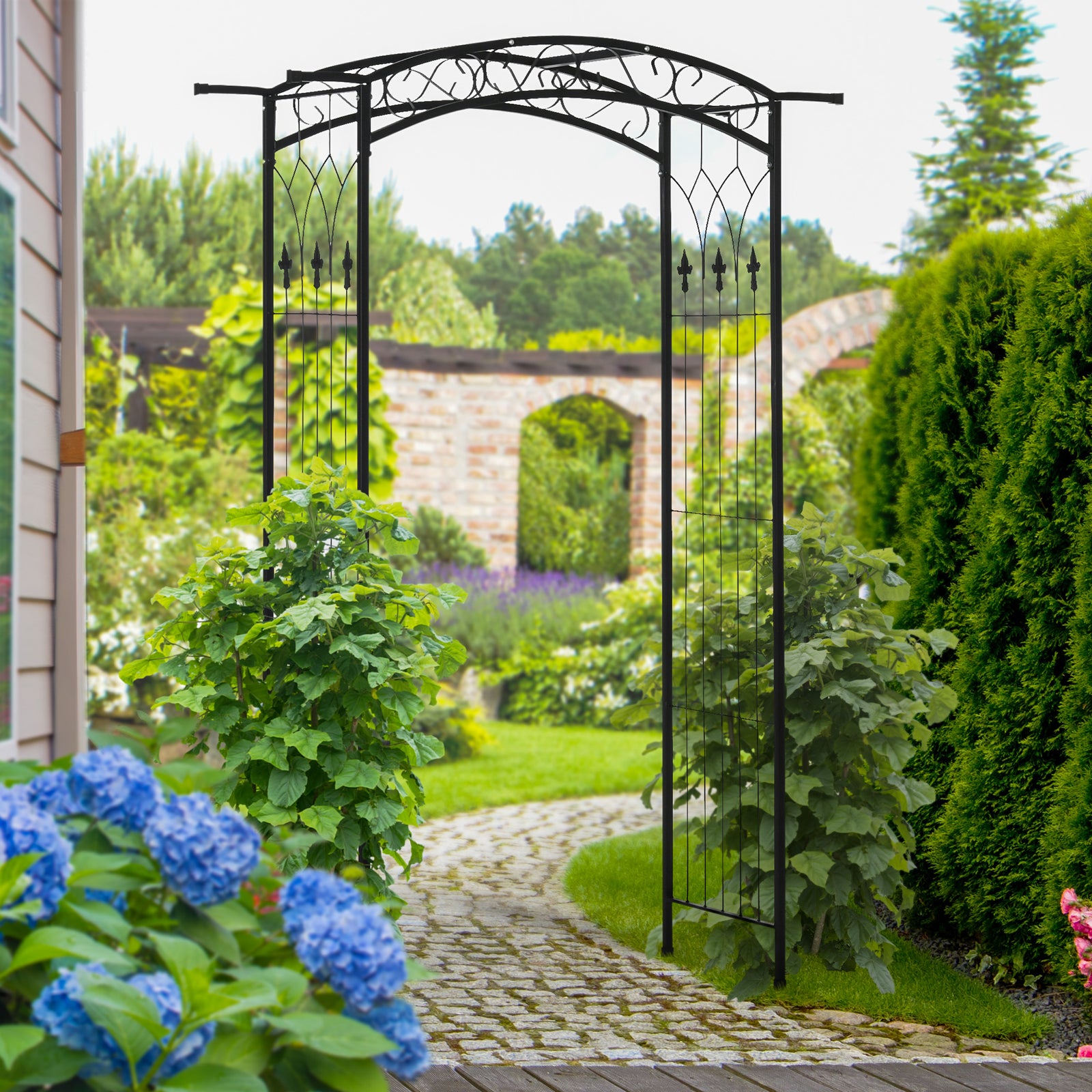 Outsunny 211cm Height Metal Garden Arch Arbor For Wedding Decor