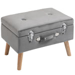 Velvet Storage Stool, Suitcase Design